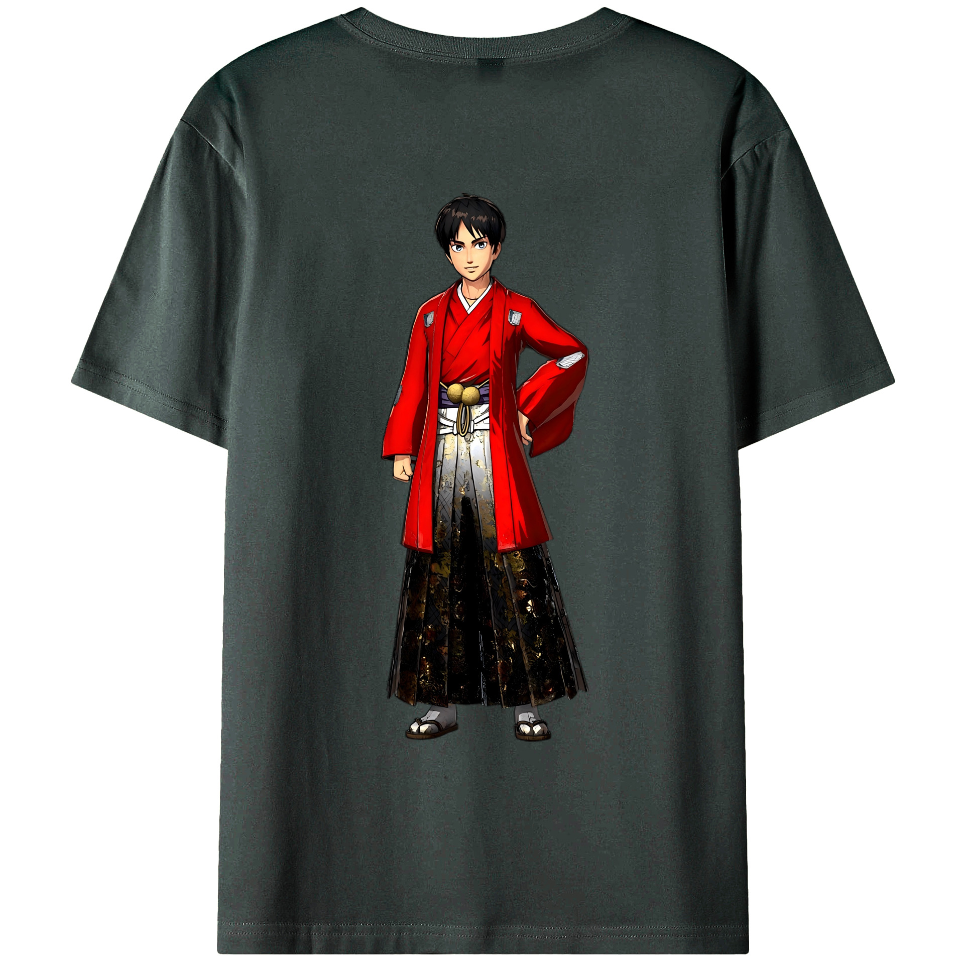 （画像用） 進撃の巨人 エレン･イェーガー Attack on Titan Eren Jäger 綿100％ メンズ半袖Tシャツ（バックプリント） 通気性